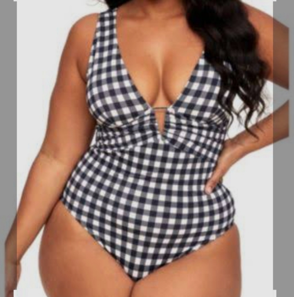 Adore Me black and White Checked Swimwear, Ox